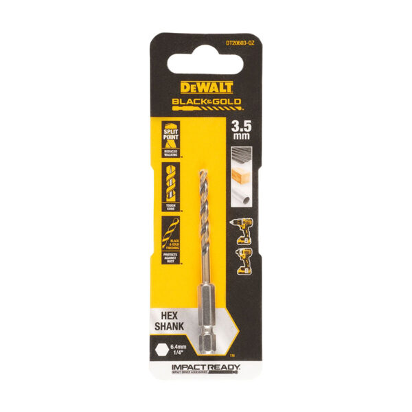 Dewalt Τρυπάνι Black & Gold Με Εξάγωνο Στέλεχος 1/4″ 3.5mm DT20603-QZ