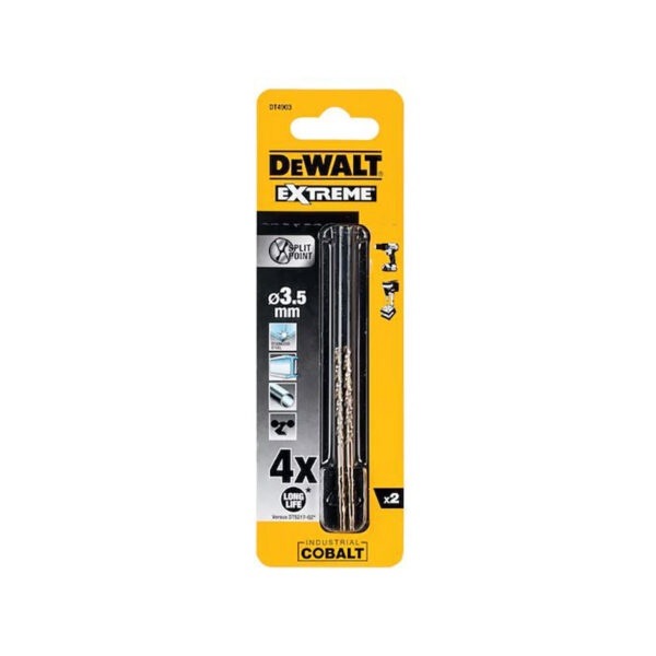 Dewalt Τρυπάνι Μετάλλου HSS-E Κοβαλτίου 3.5mm 2τμχ. DT4903-QZ